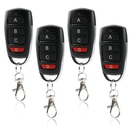 Set of 4 Universal Garage Door Openers, Remote Control, 433 MHz, Wireless Handheld Transmitter Duplicator with 4 Buttons for Garage Door & Driveway Gate, Compatible with Fix Code, Replacement for Old