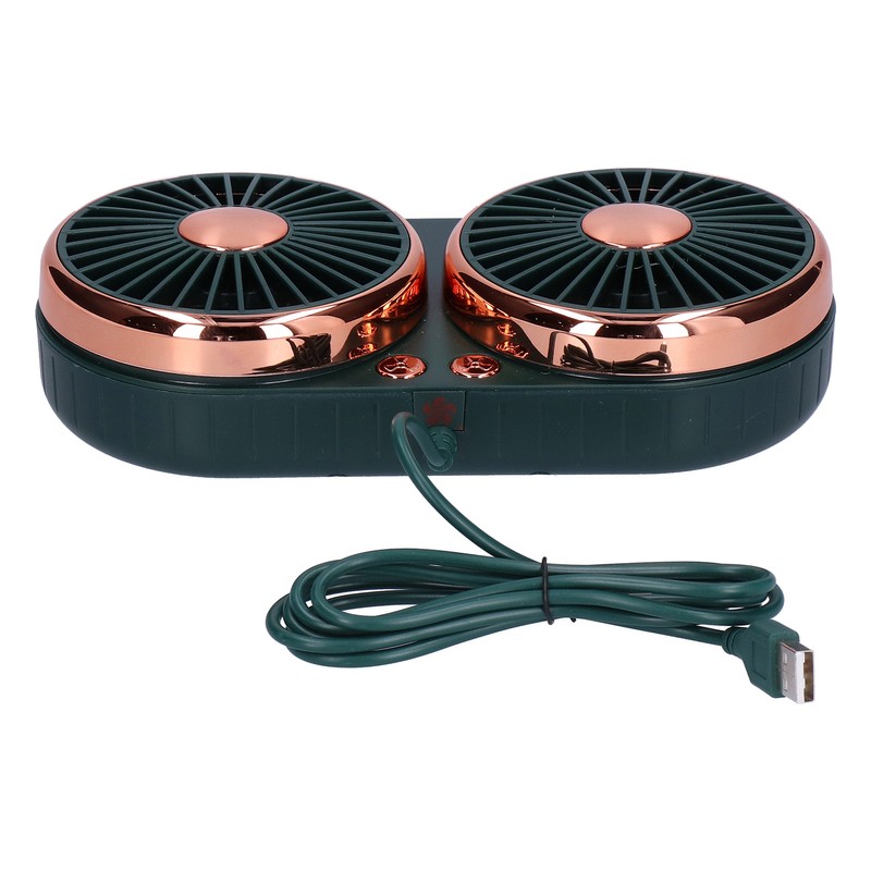 Car Fan 360° Rotatable 3 Speed DualHead USB Powered Mini