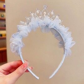 YNOBUN Kids Princess Retro Crown Hair Accessories Girls Birthday Photography Headband Baby Hair Clip Lace Pattern Headband -bl
