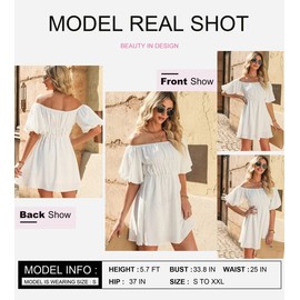 Dokotoo Women One Shoulder Dresses Fashion 2025 Lantern Sleeve White Pirate Dress Ruffle Elastic Waist A-Line Spring Dresses for Wedding Guest XX-Large