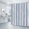 Moonslim Blue Grey Ombre Shower Curtain, Modern Wavy Abstract Striped