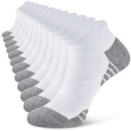 Cirorld Running Trainer Socks for Men Women, 6 Pairs Anti-Blister Cushioned Socks, Breathable Cotton Ankle Socks, Sports Short Socks for Walking, Hiking, Cycling, White 3-5