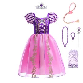 Lito Angels Princess Rapunzel Costume Party Fancy Dress Up with Accessories for Kids Girls Age 3 Years, Purple