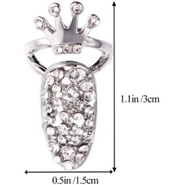 5pcs Finger Nail Rings Crystal Nail Ring Crown Nail Art Charm Finger Tip Nail Rings for Nail Art Decoration