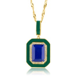 MAX + STONE 8 Carat Big Smoky Quartz Pendant | 14K Gold Plated Silver Brown Smokey Quartz Necklace for Women with Black Enamel | Hypoallergenic Gold Plated Gemstone Jewelry | June Birthstone Pendant