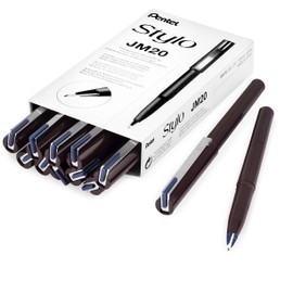 Pentel JM20 Stylo Disposable Fountain Pen – Navy Blue Ink - Pack of 12