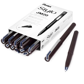 Pentel JM20 Stylo Disposable Fountain Pen – Navy Blue Ink - Pack of 12