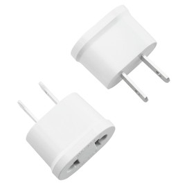 E-outstanding 2PCS Round Flat Dual Purpose Converter Plug Converter Socket Power Plug Adapter for Bluetooth Speaker Mobile Power Tablet PC Razor Laptop White