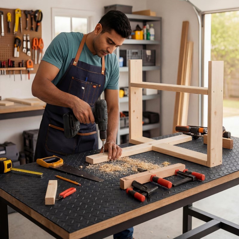 Extra-Long Workbench Mat 24" x 70.5", Scratch-Resistant PVC Work Bench