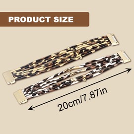 UILYNIU Pack of 2 Leopard Bracelets Wide for Women, Women's Multilayer Leather Bracelet with Magnetic Buckle, Cheetah Bracelets, Cuff Bracelet, Boho Wrap Bracelet for Festival Accessories, One size