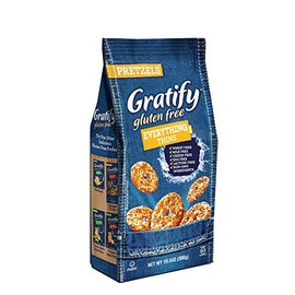 Gratify Gluten Free Pretzel Thins Everything Vegan GF Pretzel Crisps, 10.5oz Bag (Pack of 1)