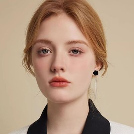 ONLYJUMP Colorful Rose Flower Earrings for Women Long Tassel Dangle Earrings Fashion Jewelry for Daily Wear Party Wedding Valentine's Day Gift (Black)