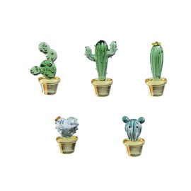 Mollytek 5pcs 5PCS Mini Glass Cactus Figurines Collectibles Hand Blown Glass Cactus Miniature Glass Figurines Assorted Cute Home Office Table Computer Car Dashboard Ornament Decor