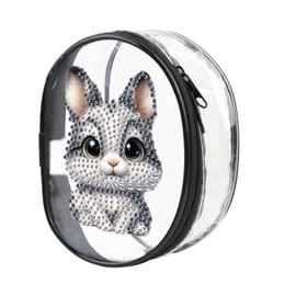 DCIDBEI Diamond Painting Women's Mini Purse Women's Small Mini Purse Women's Coin Bag Coin Purse with Zip Purse Wallet with Key Ring Rabbit