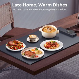 Food Warming mat,Fast Warming-All Surfaces to Raise The Temperature, Suitable for Winter Food Warming/Party Gathering/Portable Warming Trays/Waterproof and auto Shut-Off (Navy Blue) (Navy Blue)