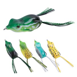 UNYLE 5 Pcs Topwater Bass Fishing Soft Lure with Weedless Hooks, Trout Fishing Lures Kit Set Realistic Floating Bait Frog for Freshwater Saltwater