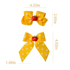 Back to School Polka Dot Hair Bow Clips for Teen Girls Daughter Granddaughter Sister First Day of Kindergarten Fruit Hair Barrettes for Women Cute Bow Hair Clip for Teacher Back to School Gifts 2PCS