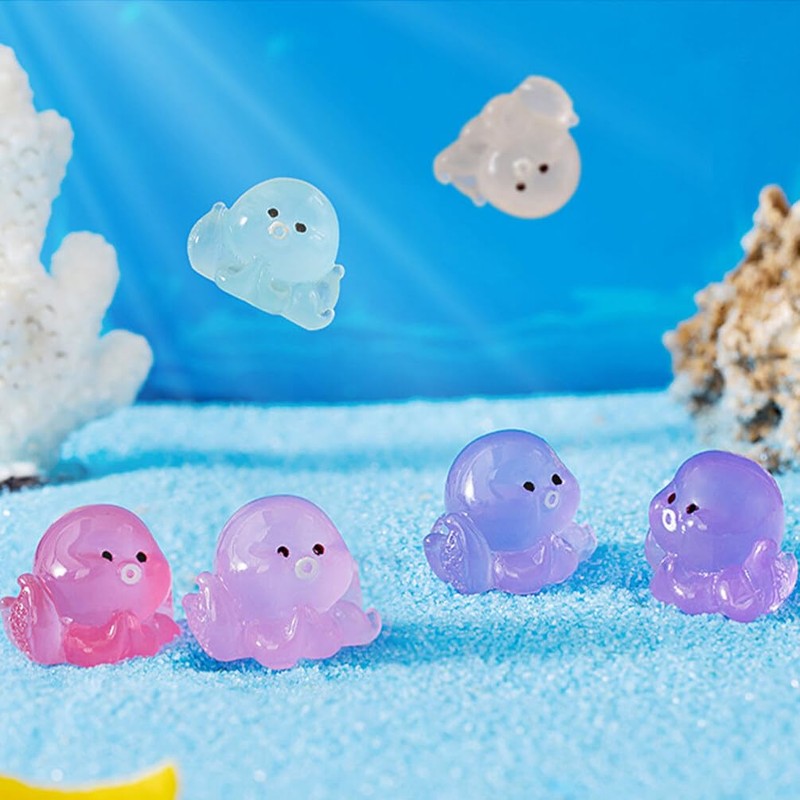 YARNOW 24pcs Miniature Octopus Figurine Luminous Tiny Octopus Mini Resin