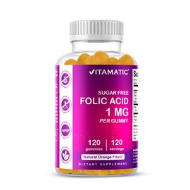 Vitamatic Folic Acid Gummies 1000 mcg (1 mg) - an Essential Prenatal Vitamins for Mom & Baby - Vitamin B9-120 Vegan Gummies (1)