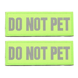 FRCOLOR 2pcs Do Not Pet Patch Dog Vest Patches Do Not Pet Sticker Reflective Dog Patches Removable Service Dog Patches for Hook and Loop Patches Vests and Harnesse（Green）