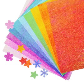 UCEC Glitter Craft Paper, 50 Sheets Colored Sparkly Paper Premium Craft Paper for DIY Puncher Gift Box Wrapping Birthday Party Decor Scrapbook, 10 Colors Not Easy to Break