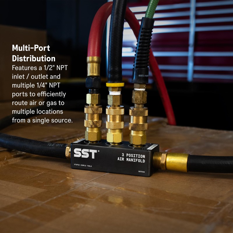 SST - Air Manifold - 1/2" NPT Inlet and 1/4"