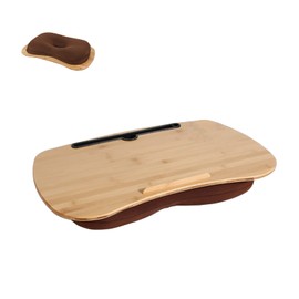 SUMISKY Lap Desk-Portable Laptop Table with Bamboo Platform Phone Holder Pillow Cushion Anti-Slip Stopper on Bed & Sofa (Large)