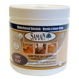 SamaN Interior Water Based Varnish with Aluminum Oxide – Crystal Clear Wood Finish (Flat Finish, 16)