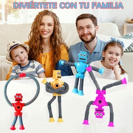4 Mini Ttubos Sensoriales,Pop Tube Sensor Fidget Toy para Niños y Adultos,Colorido Kit de Tubo Estirable de Robot,Tubos para Reventar,Juguetes Educativos Sensoriales,Telescopica con Ventosa para Niños
