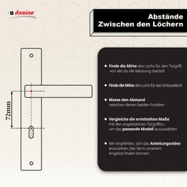 domino Door Handle 72 Handle Set BB Deadlock Set Long Plate Set Door Handle for Room Door, Office Door, Cellar Door & Interior Door L-Shape Door Fittings Made of Aluminium Bronze DEKAN M3