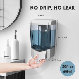 BEZADI Hand Liquid Soap Dispenser Wall Mount 20floz Commercial Single Head Manual Push Soap Dispensers ABS 9306 Sliver