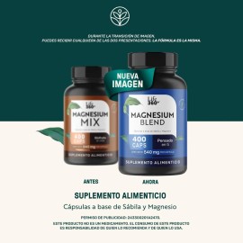 Magnesio Life360+ Magnesium Blend 400 Cápsulas con 4 Magnesios: Citrato de Magnesio, Glicinato de Magnesio, Óxido de Magnesio y Gluconato de Magnesio Suplmento Alimenticio 400 Porciones de Magnesio