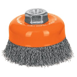 Truper CO-510M, Carda de copa, alambre ondulado, 4", milimétrica para esmeril