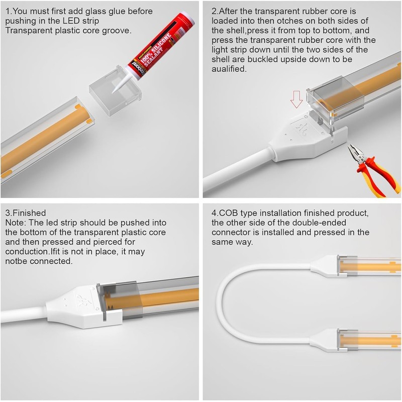 MALIIGAZA COB Strip Connector for IP68 IP67 Waterproof Outdoor 8mm