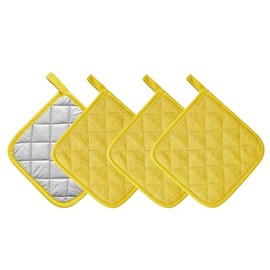 Kitchen Pot Holders Set Heat Resistant Pure Cotton Potholders Kit Trivets Large Coasters Hot Pads Terry Pot Holders for Everyday Cooking and Baking by 7 x 7 Inch (Yellow)