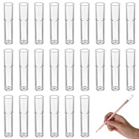 Molain 24 Pcs Plastic Pencil Caps, Transparent Pencil Tip Protectors, Extender Holders, Stationery Accessories for Classroom Office