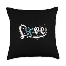 Snow winter cold ice frost season winter sports Love Snowflake Winter Season Tobogganing Throw Pillow, 18x18, Multicolor