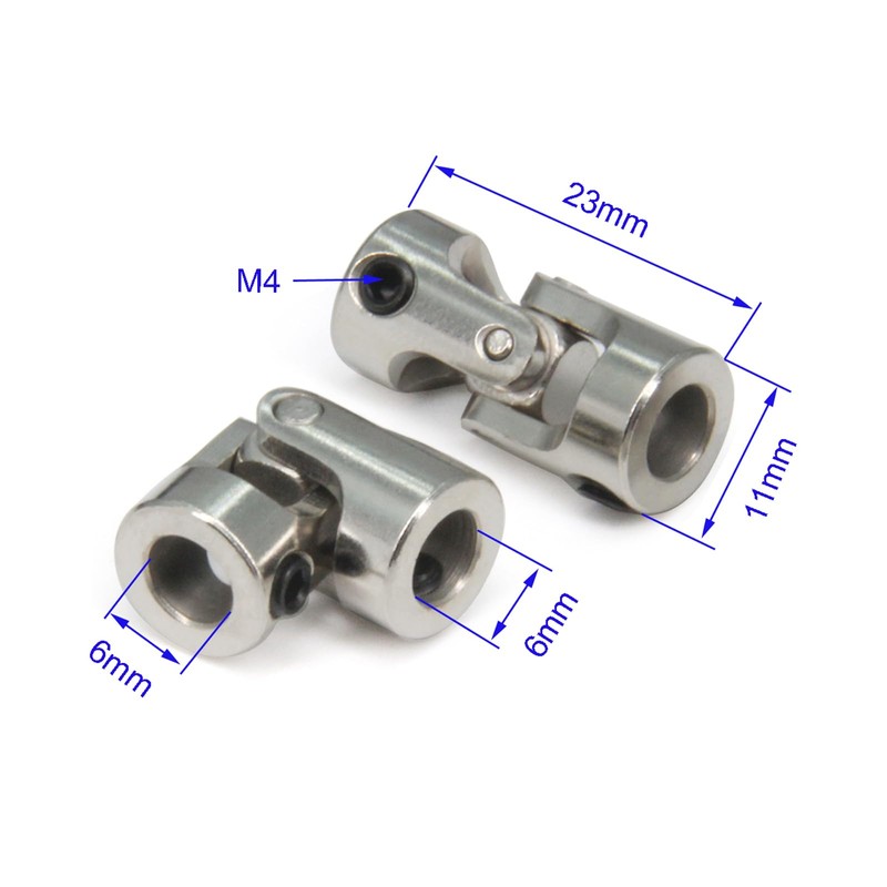 Yeebyee 6mm to 6mm Rotatable Universal Steering Joint Shaft Coupling