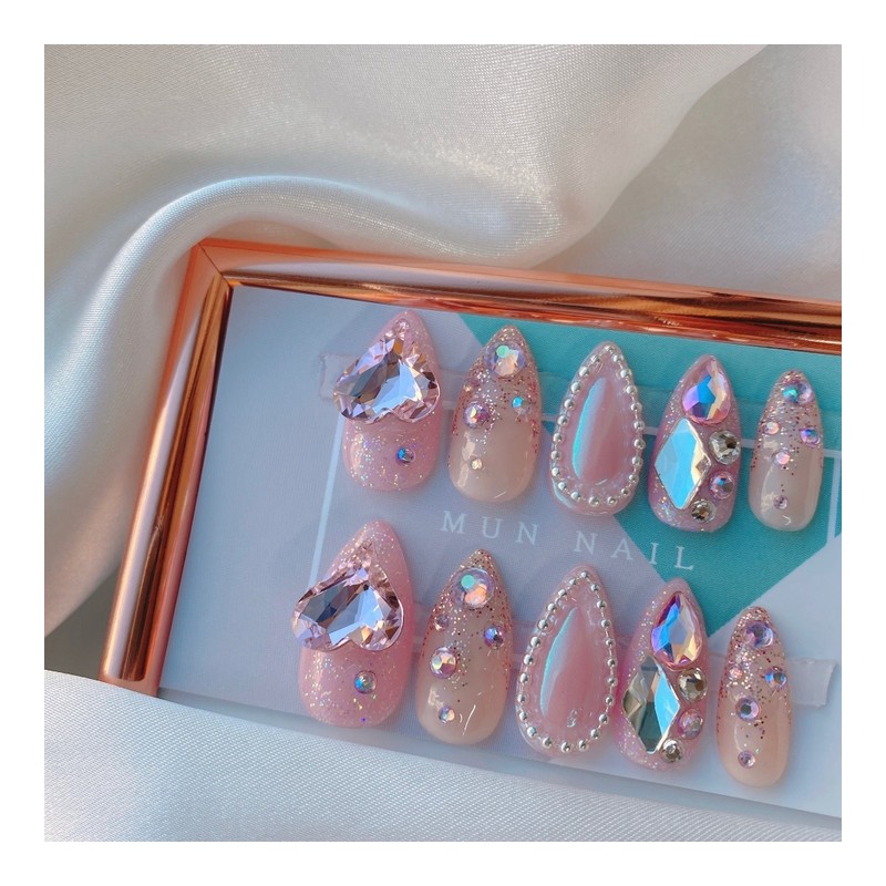 MunNail Pink Heart Nail Tips - Square / MunNail 핑크하트