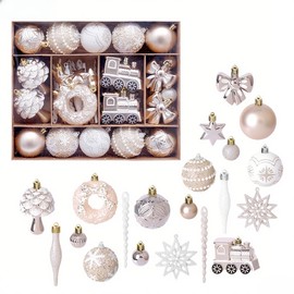 2025 Latest Model Premium 45 Pcs Shatterproof Christmas Ornaments Set,2.36 Inch Festive Baubles with Snowflake, Classic Gingerbread & Snowflake Designs, Ideal Gift for Xmas/Wedding/Party