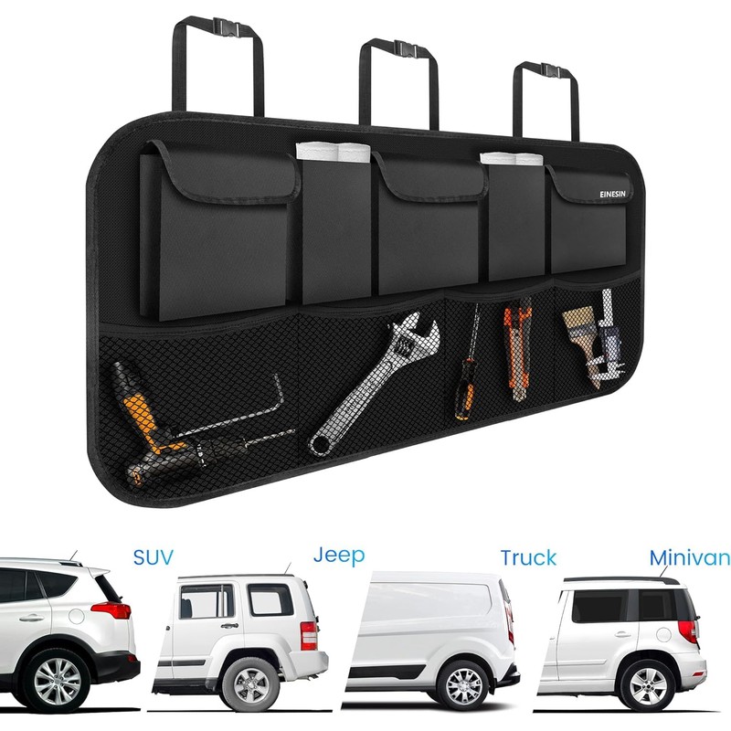 EINESIN Car Trunk Organizer, Auto Storage Bag with 9 Pockets,