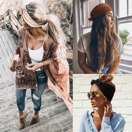 DRESHOW 6 PCS Adjustable Headbands for Women Knotted Headbands Elastic Non-Slip Fashion Hair Bands for Workout Sports Running Yoga