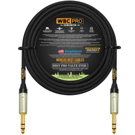 75 Foot - WBC-PRO-Quad Ultra-Silent Ultra-Flexible Balanced Star-Quad Cable with Amphenol QS3P-AU ¼ Inch (6.35mm) Gold Straight TRS Stereo Phone Plugs & Black Tweed Jacket