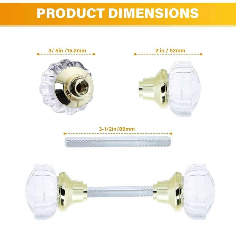 Tuff Stuff Tools Mortise Lock Crystal Glass Door Knob Replacement