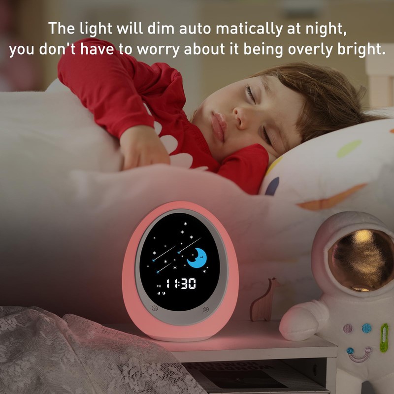 Kids Alarm Clock, Toddler Sleep Training Clock with Sun &