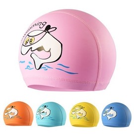 Children's Comfortable PU Coated Fabric Swimming Cap for Boys and Girls - New Dolphin Design One Size/Blue Dolphin 5ea