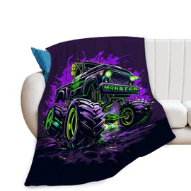 Zhongh Monster Truck Throw Blankets Cozy Fleece Flannel Plush Blanket Bedding Truck Gifts for Boys Girls Lovers Kids Men Women Adults Decor for Couch Sofa Bed 40"X50"