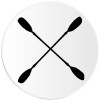 Kiwi Gifts Crossed Oars - Circle Sticker Decal 3 Inch - Paddle Canoe Boat Water