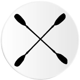 Kiwi Gifts Crossed Oars - Circle Sticker Decal 3 Inch - Paddle Canoe Boat Water