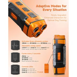 QorixVizi Dog Bark Deterrent Devices Rechargeable Ultrasonic Bark Control, 35FT Range Anti-Barking Device for Dogs Training, Safe Effective Indoor Outdoor Use Portable Design, Orange